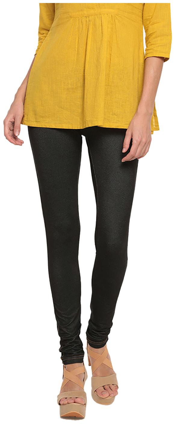 

GO COLORS Cotton Solid Black Tights For Women