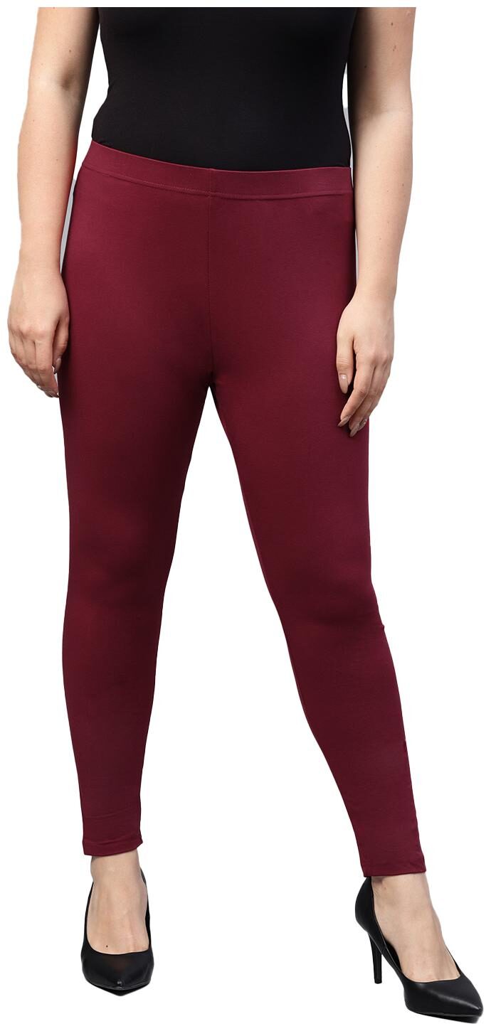 

GO COLORS Cotton Solid Maroon Tights For Women