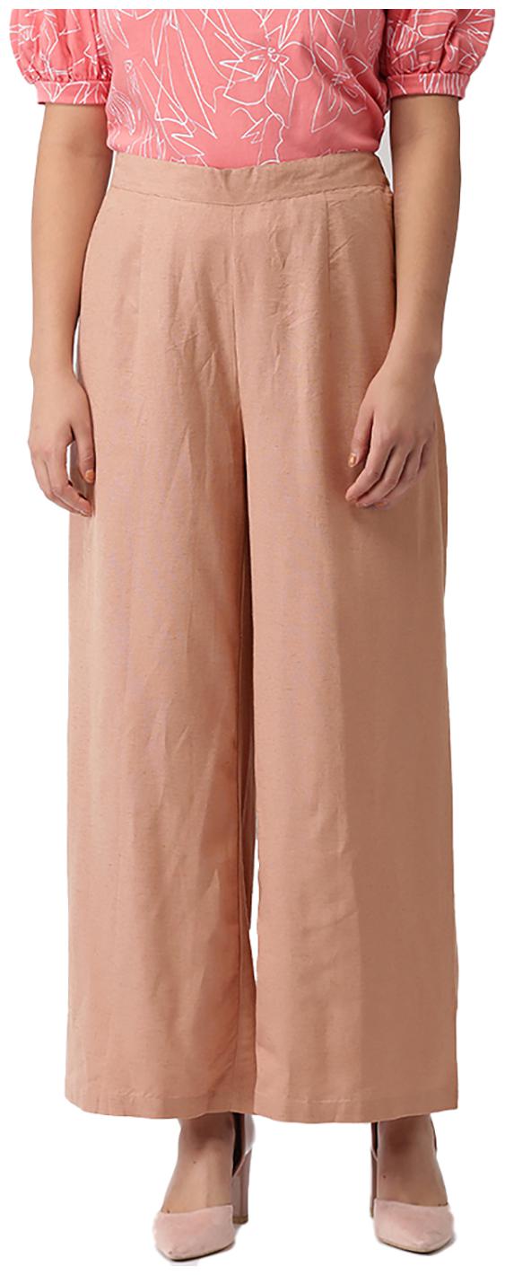 

GO COLORS Pink Solid Flared Palazzo