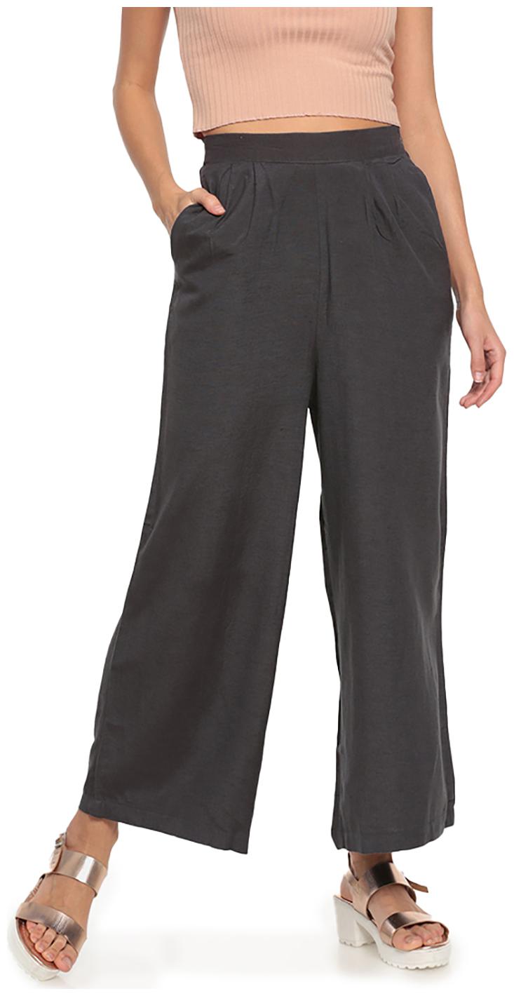 

GO COLORS Grey Solid Flared Palazzo