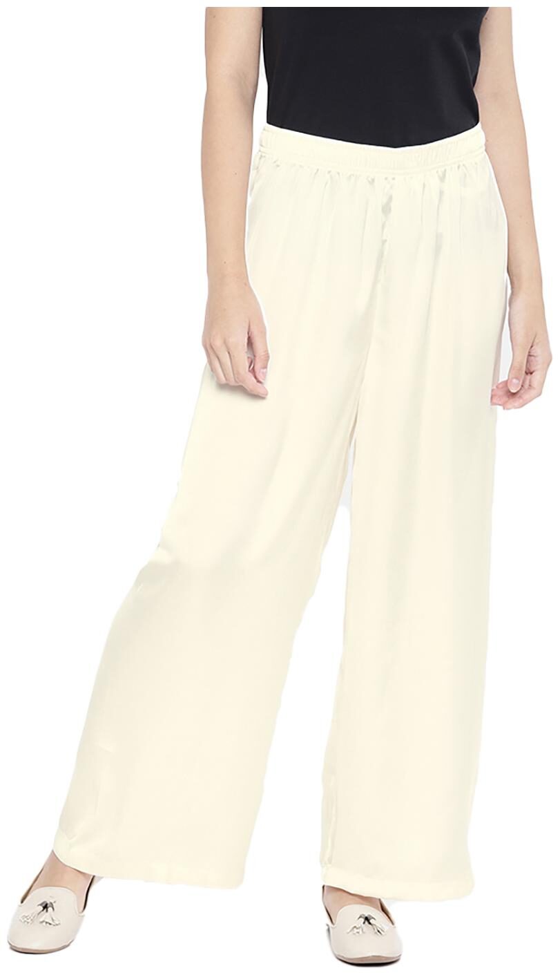 

GO COLORS Beige Solid Flared Palazzo