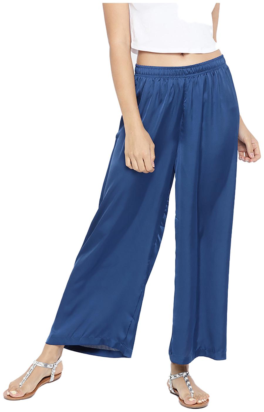 

GO COLORS Blue Solid Flared Palazzo