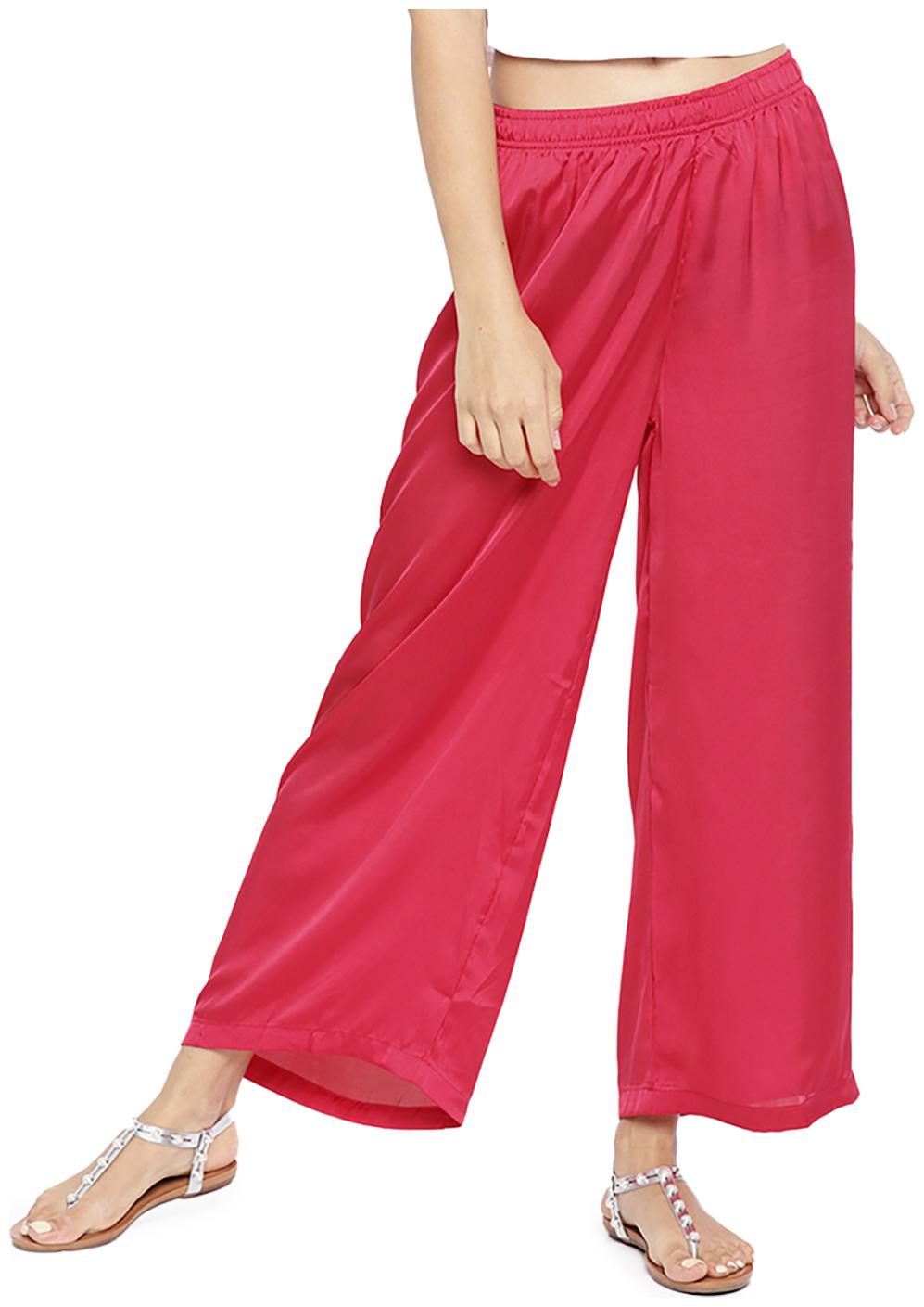 

GO COLORS Pink Solid Flared Palazzo