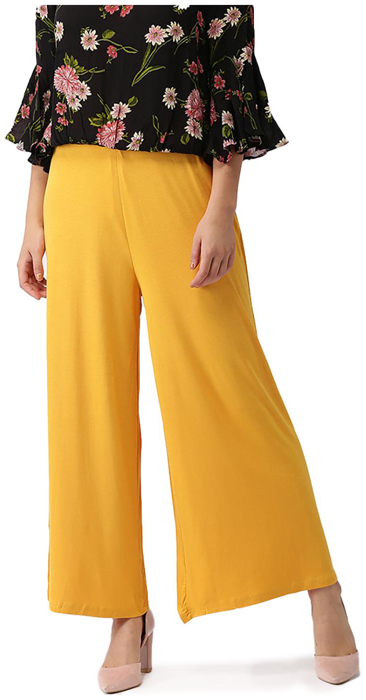 

GO COLORS Yellow Solid Flared Palazzo