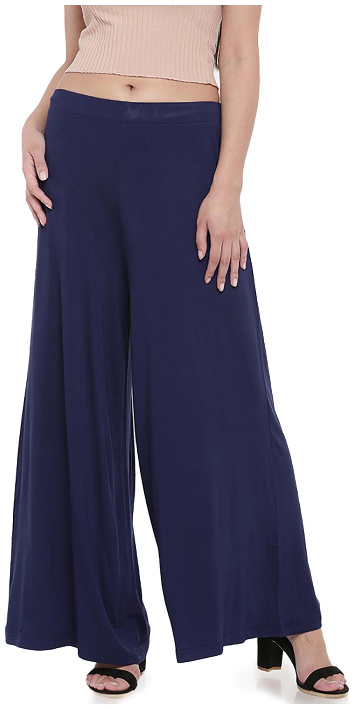 

GO COLORS Blue Solid Flared Palazzo