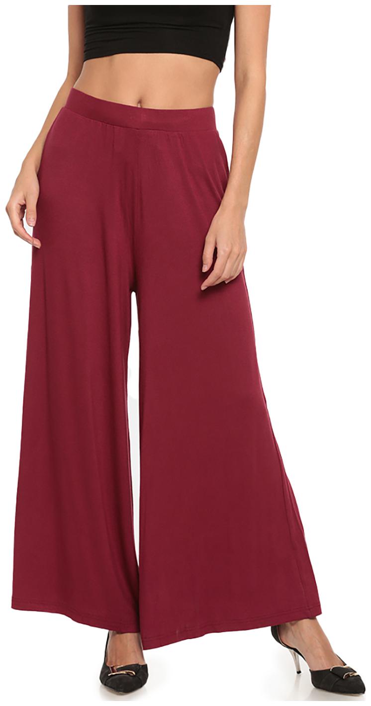 GO COLORS Maroon Solid Flared Palazzo