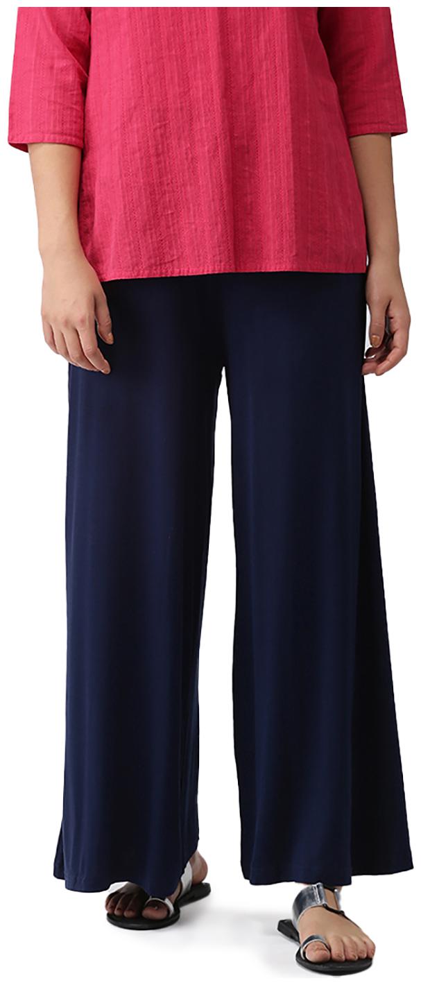 

GO COLORS Blue Solid Flared Palazzo