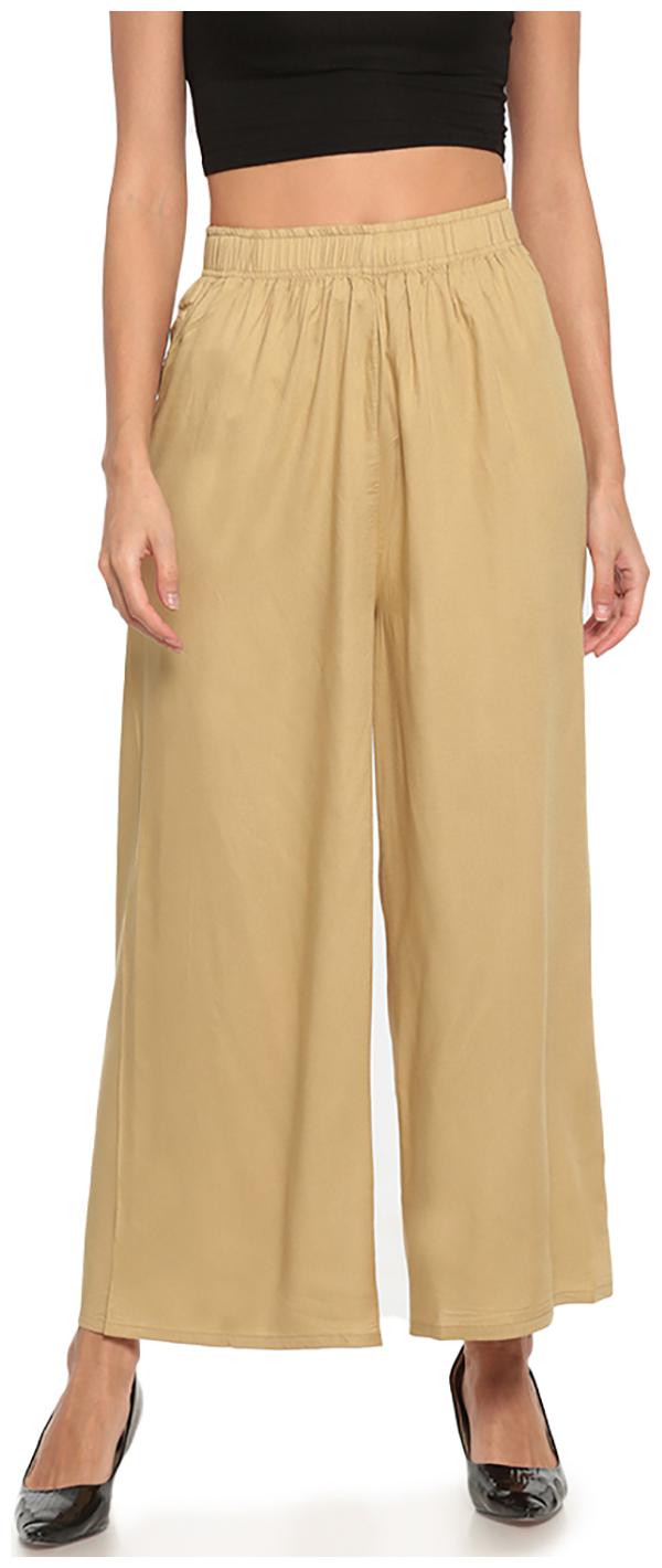 

GO COLORS Khaki Solid Flared Palazzo