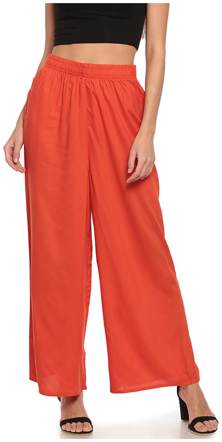 

GO COLORS Orange Solid Flared Palazzo