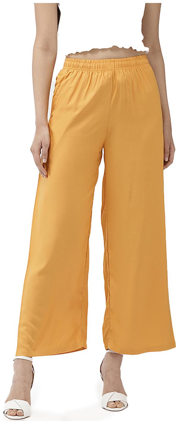 

GO COLORS Yellow Solid Flared Palazzo