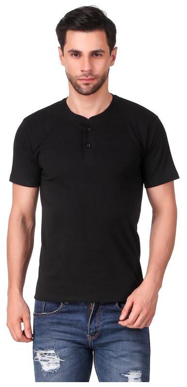 

GOB Men Black Regular fit Cotton Henley neck T-Shirt - Pack Of 1