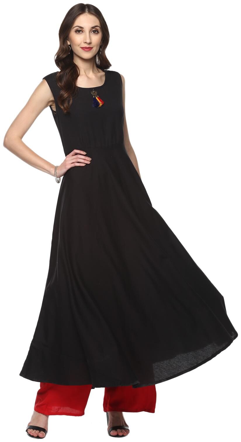 

GOD BLESS Women Black Solid Anarkali Kurta