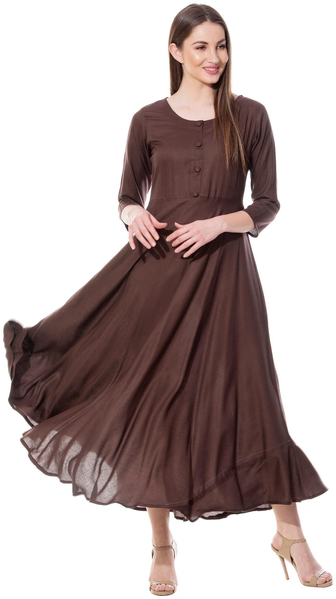 

GOD BLESS Women Brown Solid Anarkali Kurta