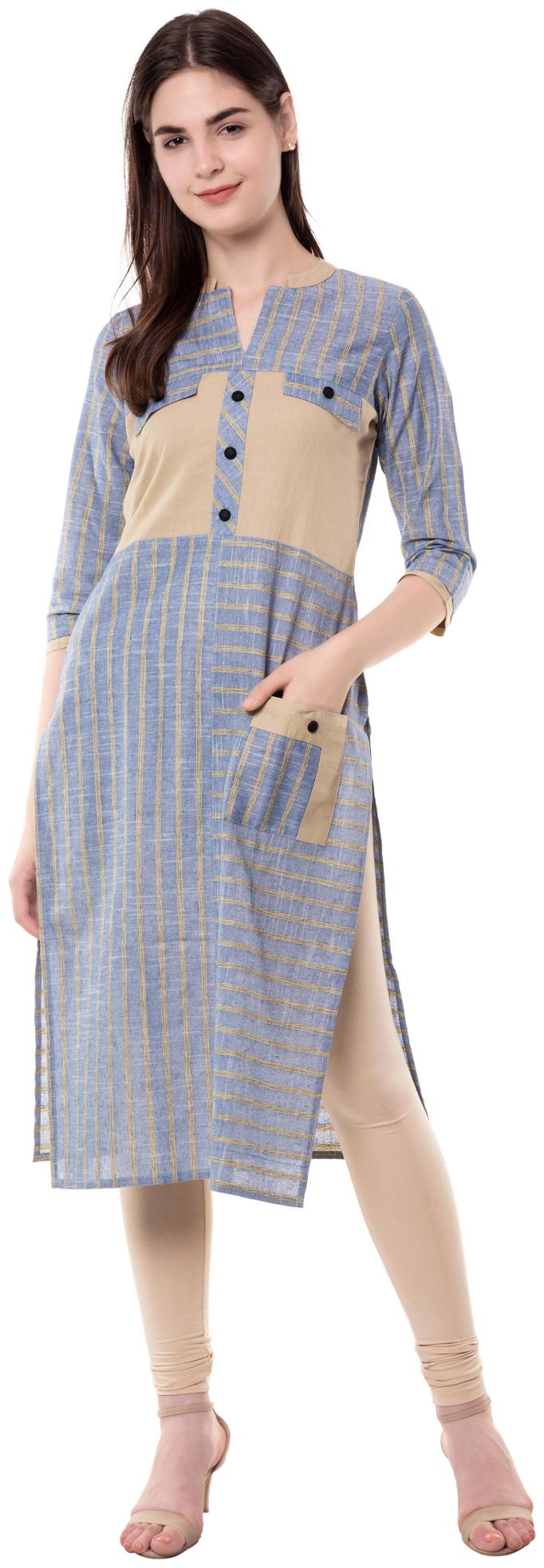 

GOD BLESS Cotton Casual Women Kurta Blue