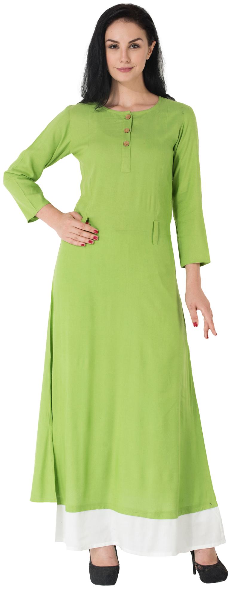 

GOD BLESS Women Green Solid Straight Kurta