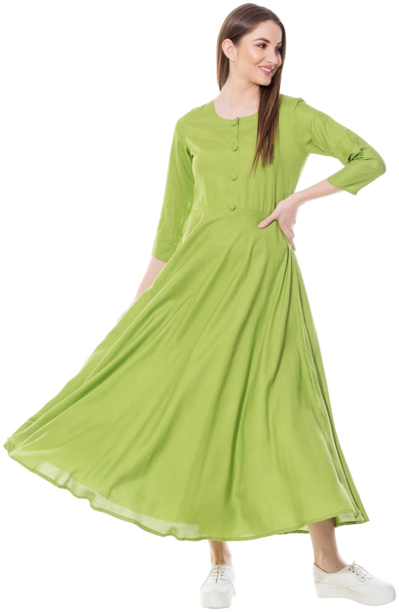 

GOD BLESS Women Green Solid Anarkali Kurta