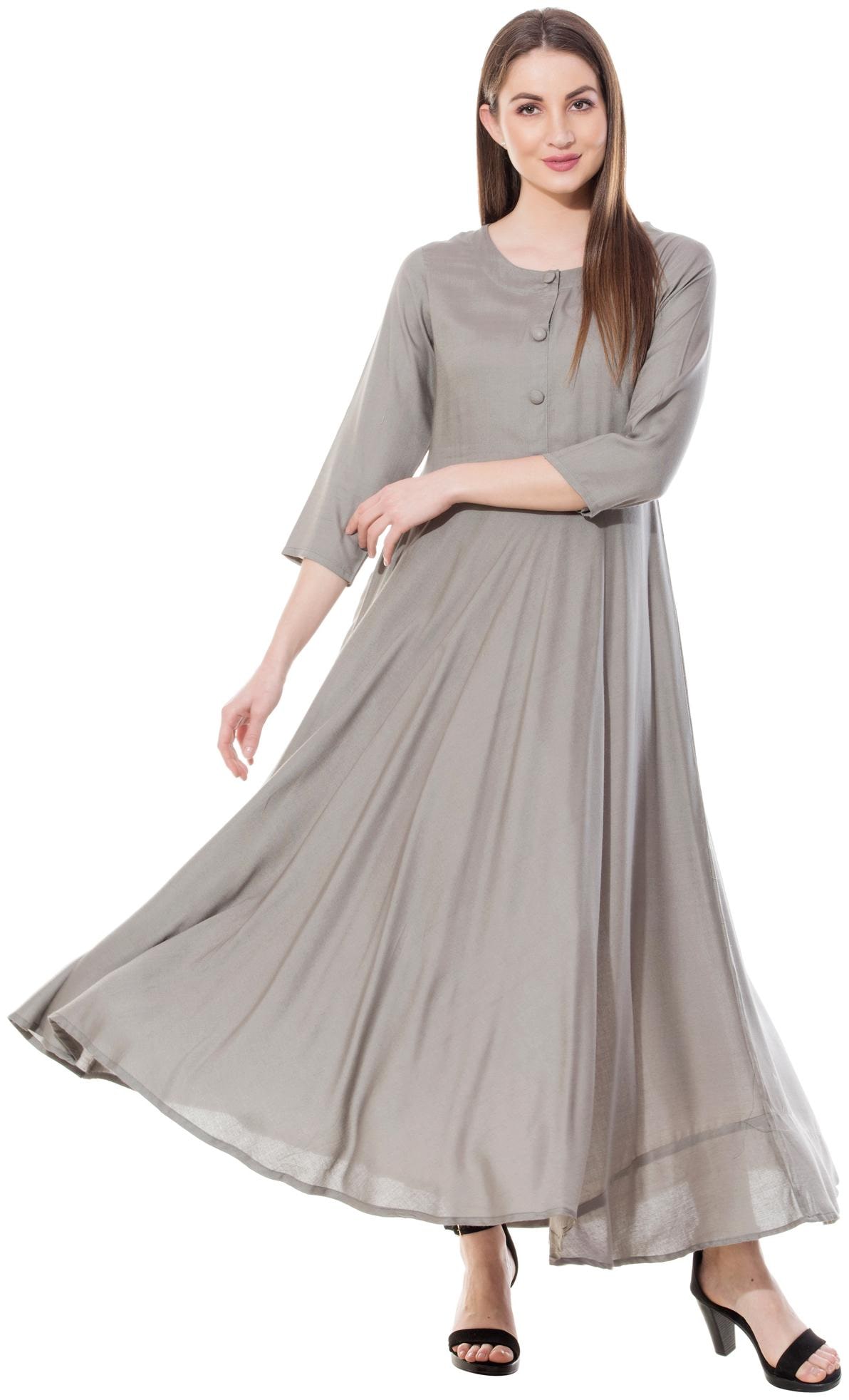 

GOD BLESS Women Grey Solid Anarkali Kurta