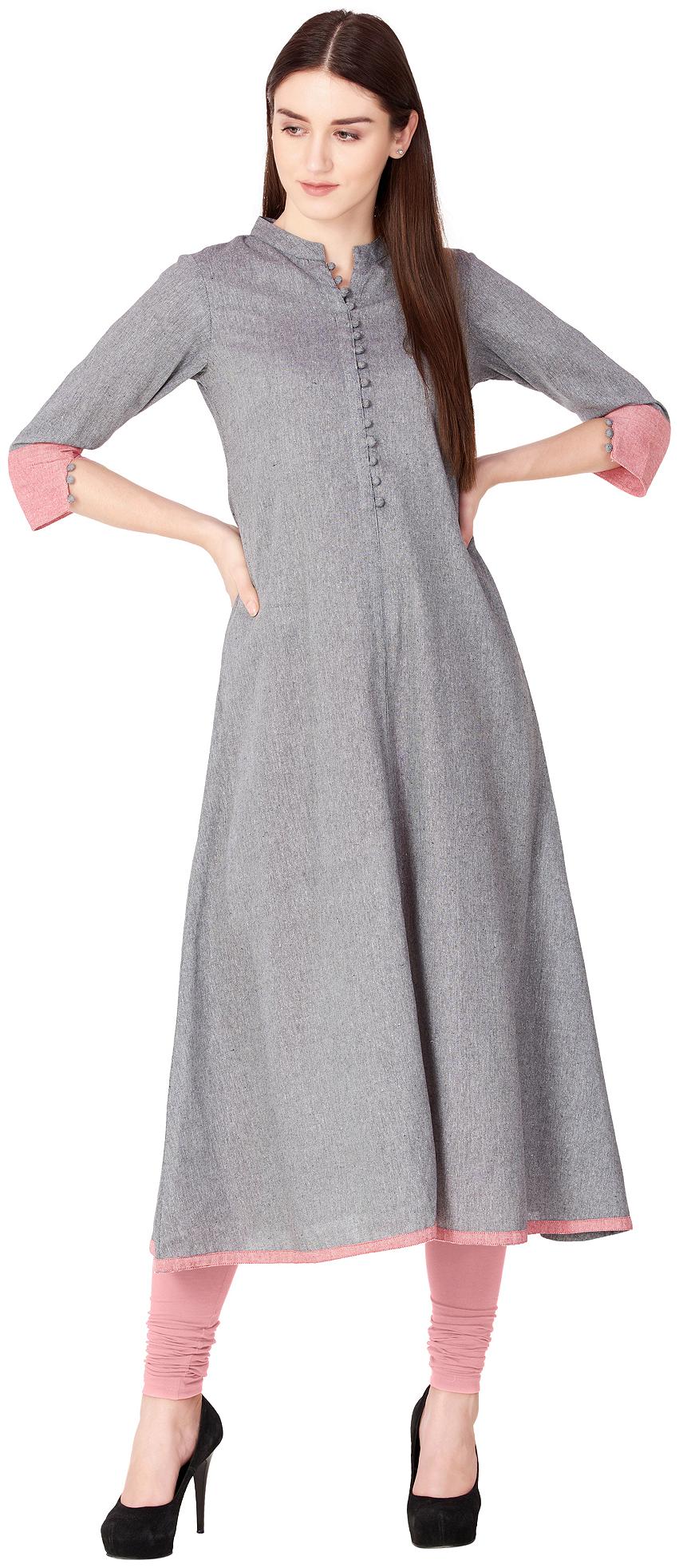 

GOD BLESS Women Grey Solid Straight Kurti