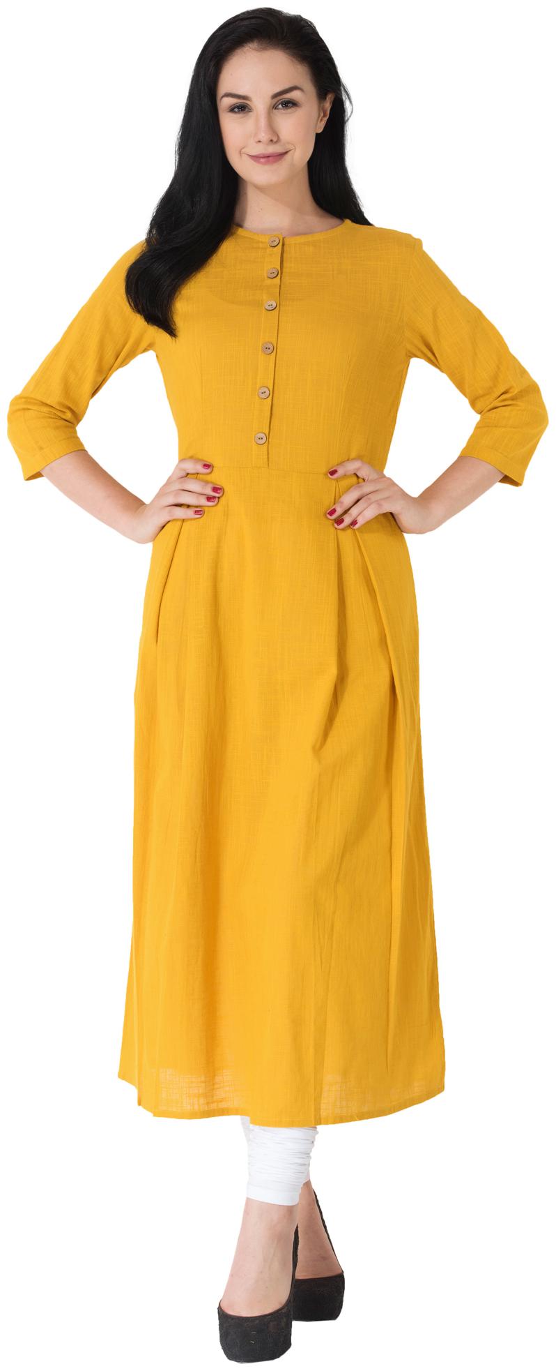 

GOD BLESS Women Yellow Solid Straight Kurta