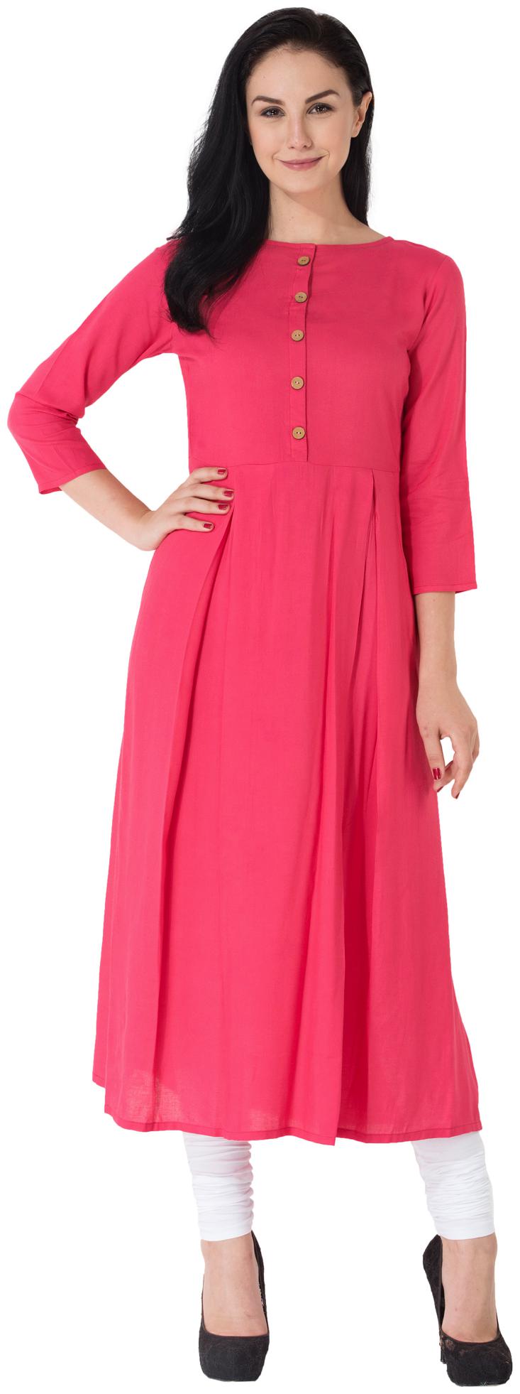 

GOD BLESS Peach Cotton Kurta With Calf Length