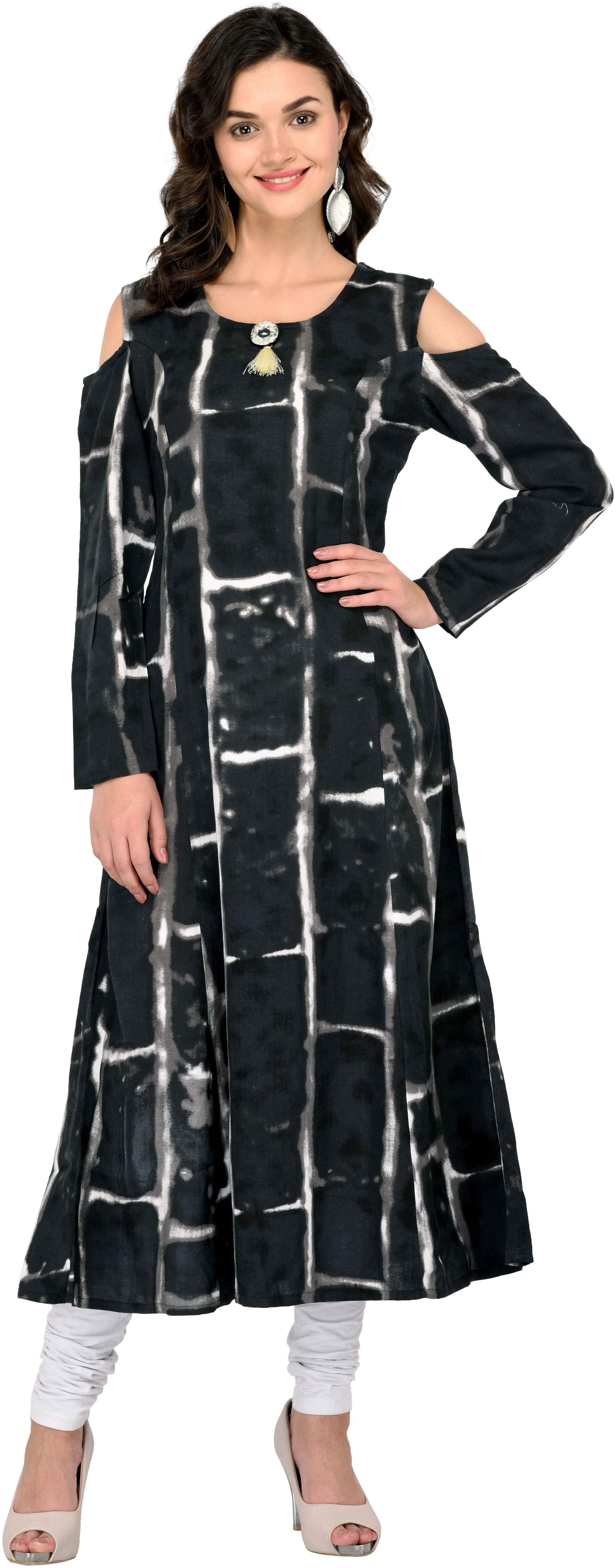 

GOD BLESS Women Black Printed Anarkali Kurta