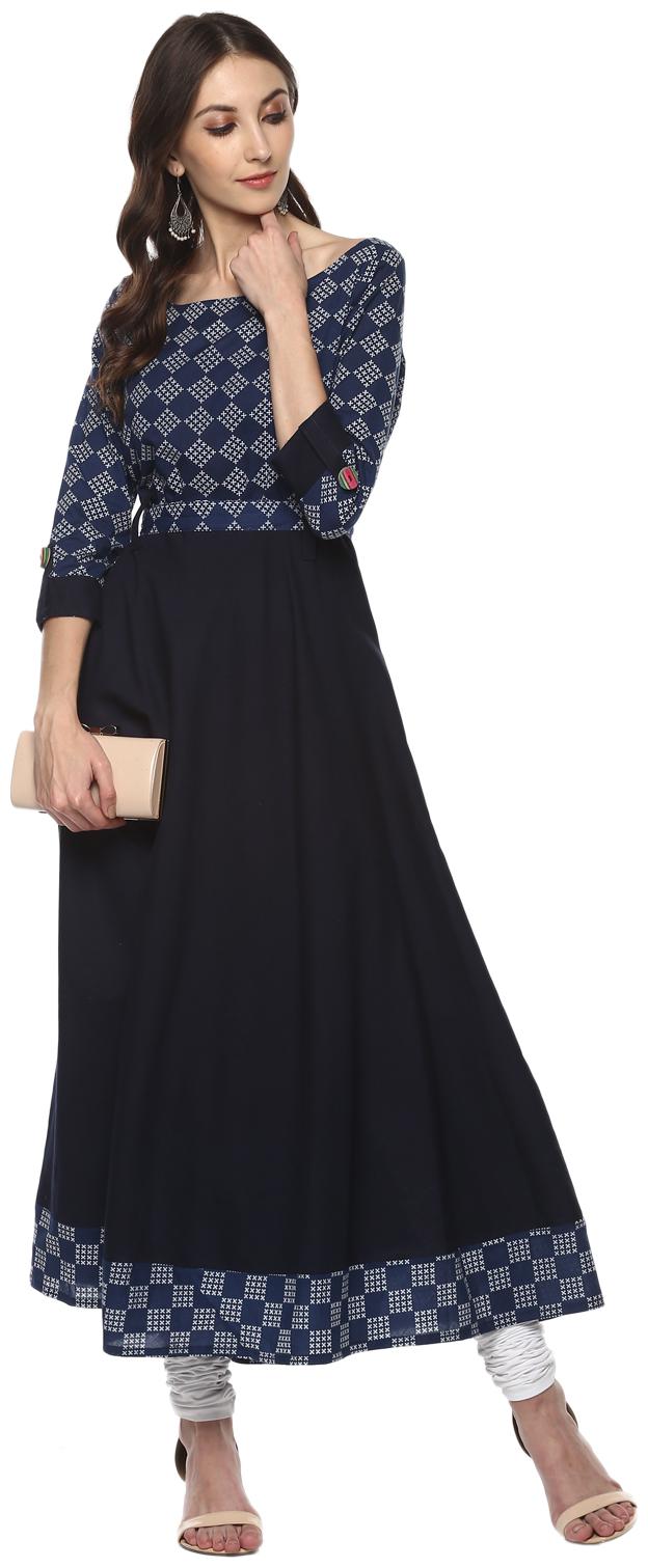 

GOD BLESS Women Blue Printed Anarkali Kurta