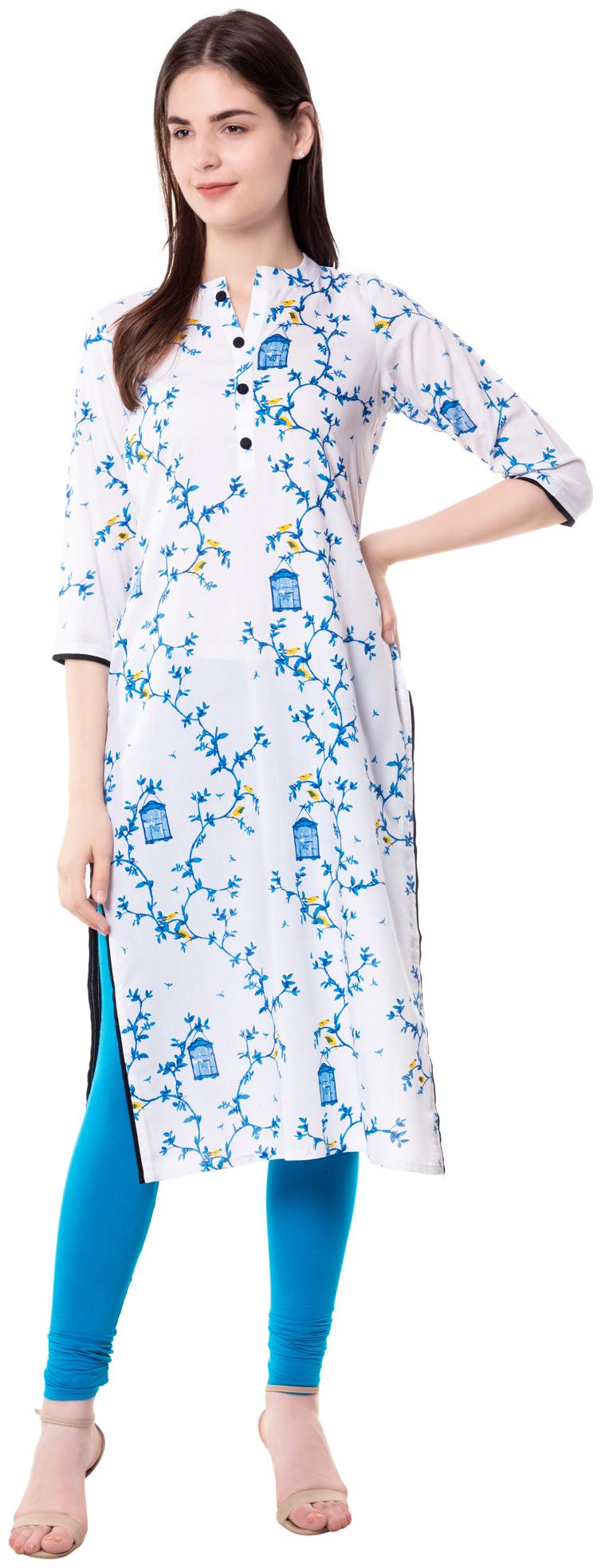 

GOD BLESS Women White Printed Straight Kurta