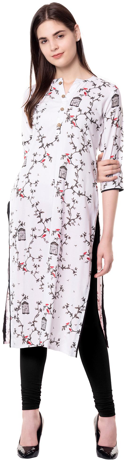 

GOD BLESS Women White Printed Straight Kurta