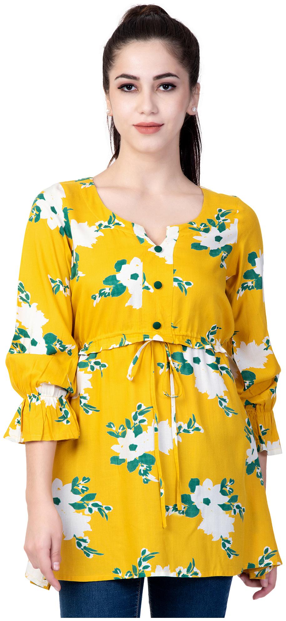 

GOD BLESS Women Floral Fusion tunic - Yellow
