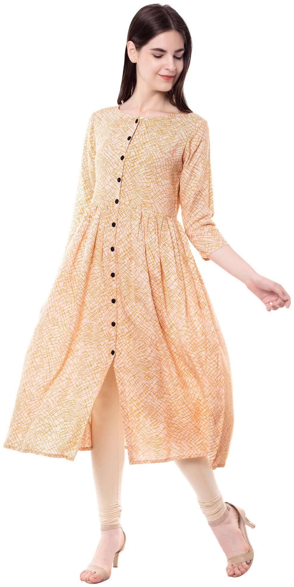 

GOD BLESS Women Yellow Printed Anarkali Kurta
