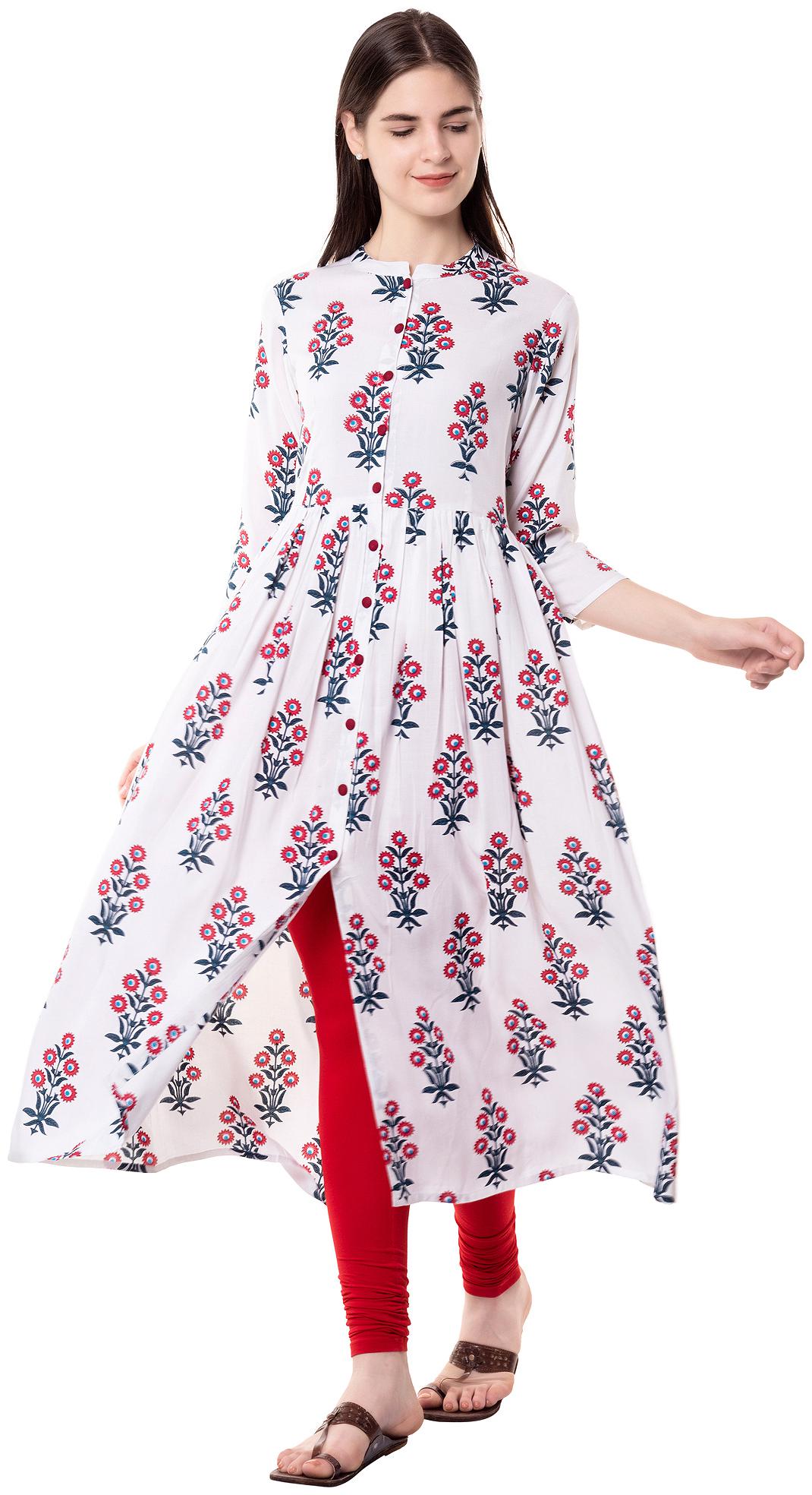 

GOD BLESS Women White Printed Anarkali Kurta