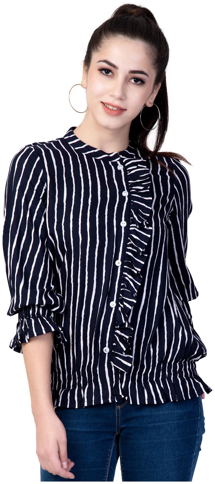 

GOD BLESS Women Striped Fusion tunic - Blue