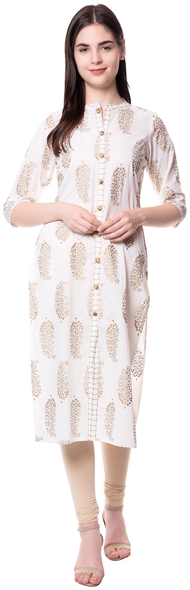 

GOD BLESS Women White Printed Straight Kurta