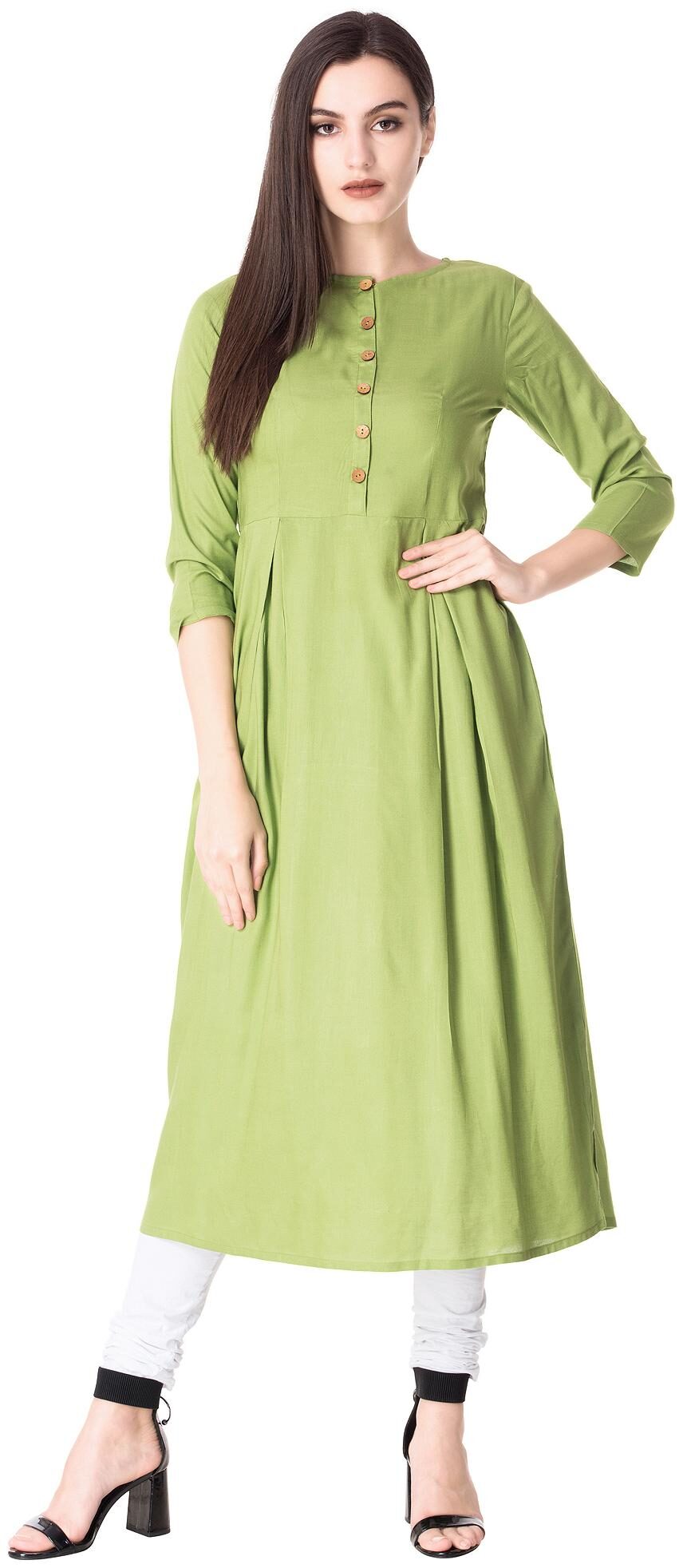 

GOD BLESS Women Green Solid Anarkali Kurta