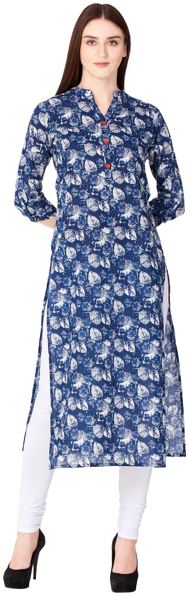

GOD BLESS Women Blue Printed Straight Kurta
