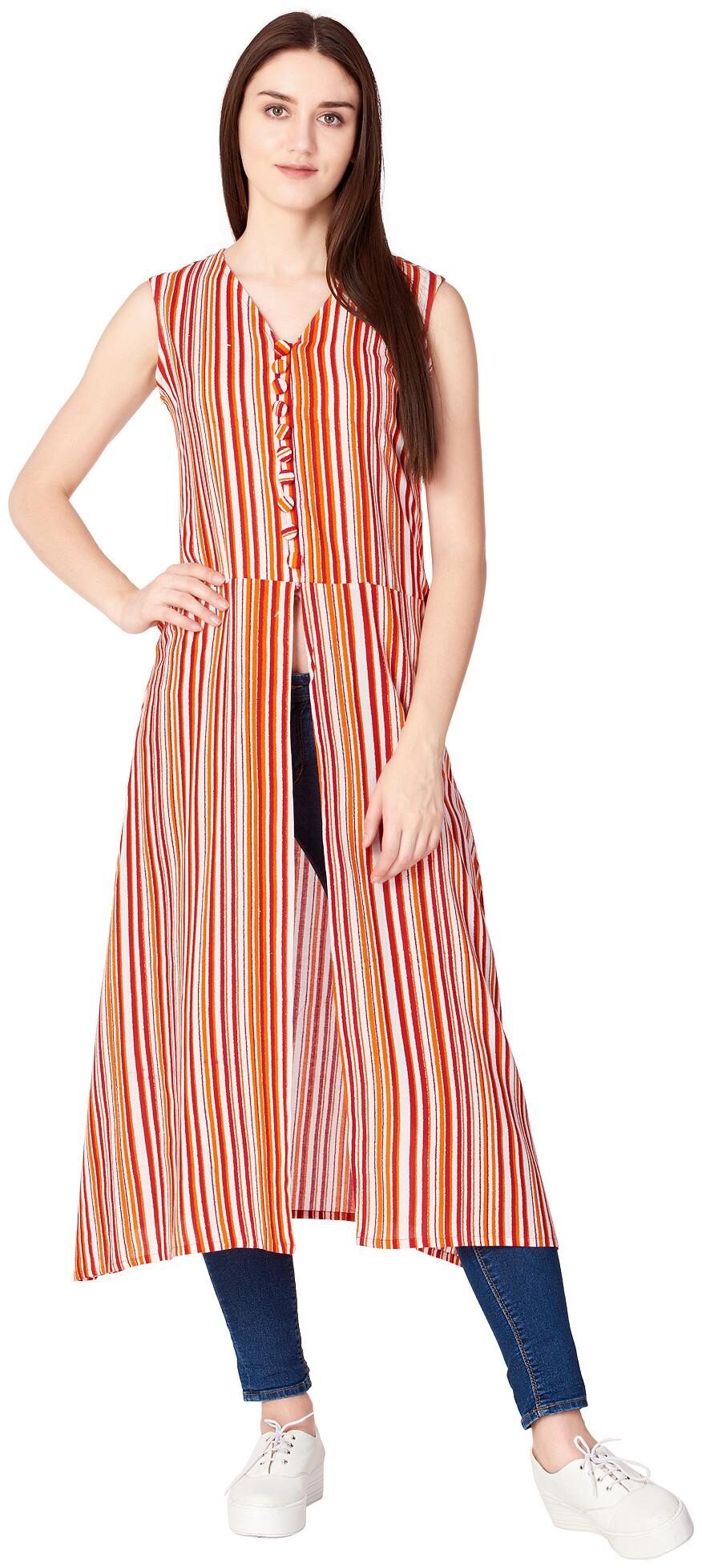 

GOD BLESS Women Multi Striped Anarkali Kurta