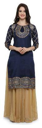 Ahalyaa Women Blue Ethnic Motifs Regular Kurta