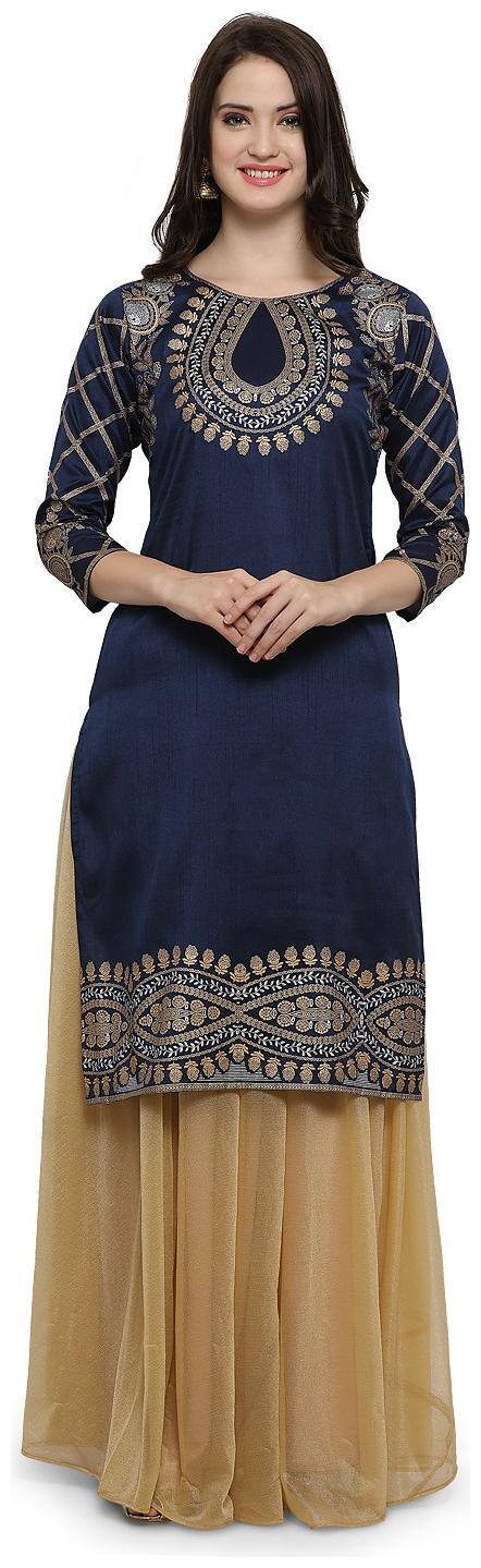 Ahalyaa Women Blue Ethnic Motifs Regular Kurta