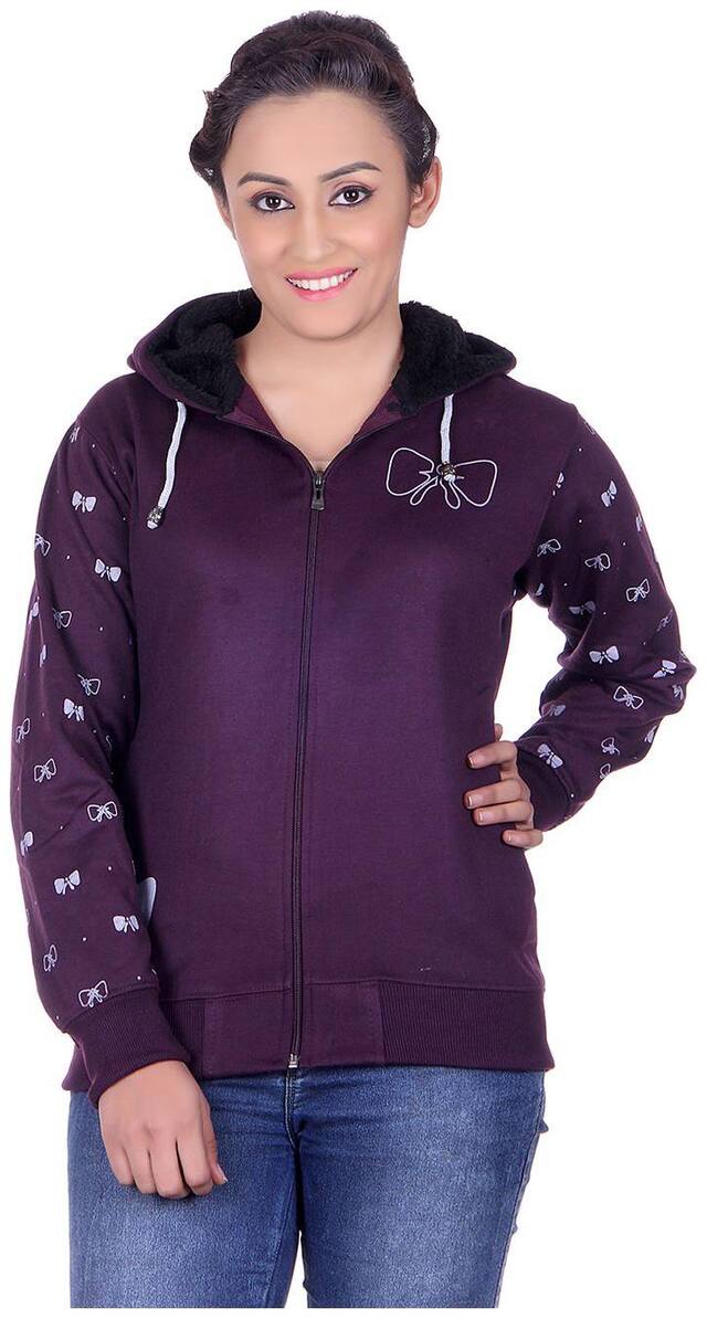 Goodluck Fashions Women Solid Sweatshirt - Purple