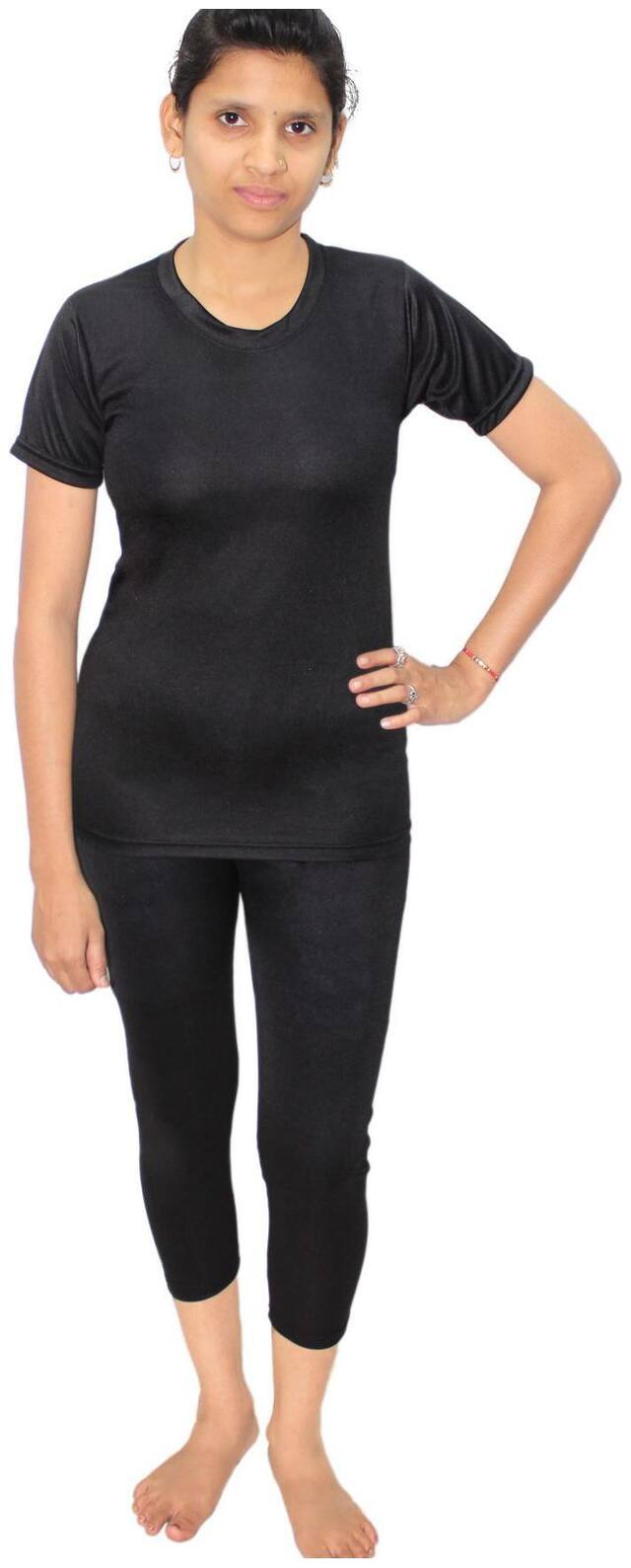 Goodluck Fashions Women Polyester Solid Bodysuit - Black