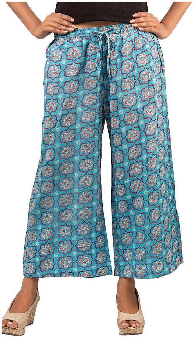 GOODWILL Women's  Casual Wear  Blue Viscose Plazzo