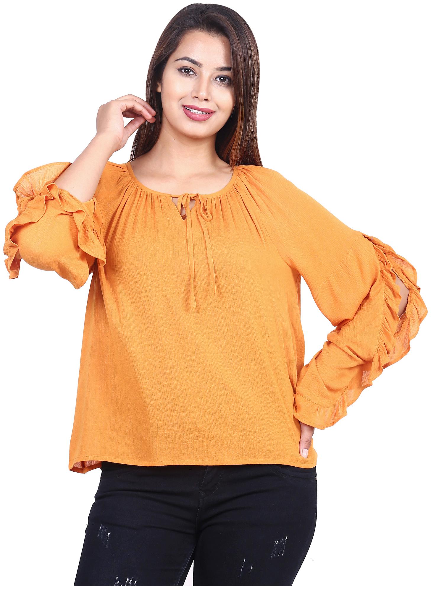 

Goodwill Women Solid Fusion top - Yellow
