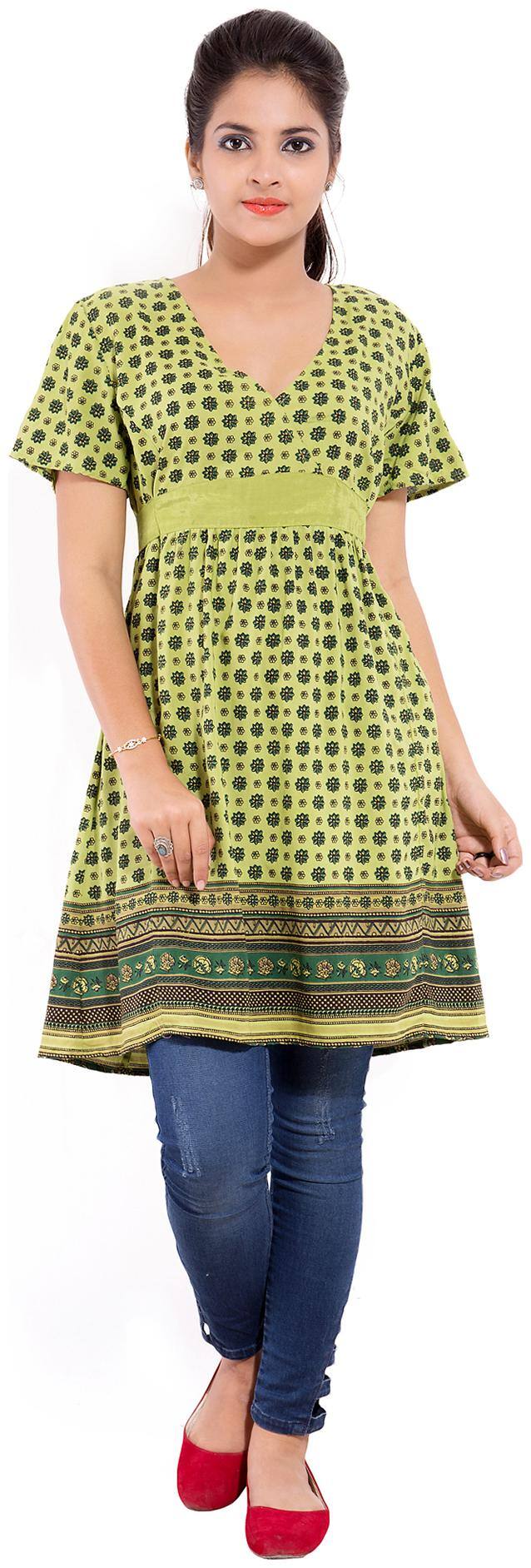 GOODWILL Women's  Casual Wear  Green Rayon Tunic