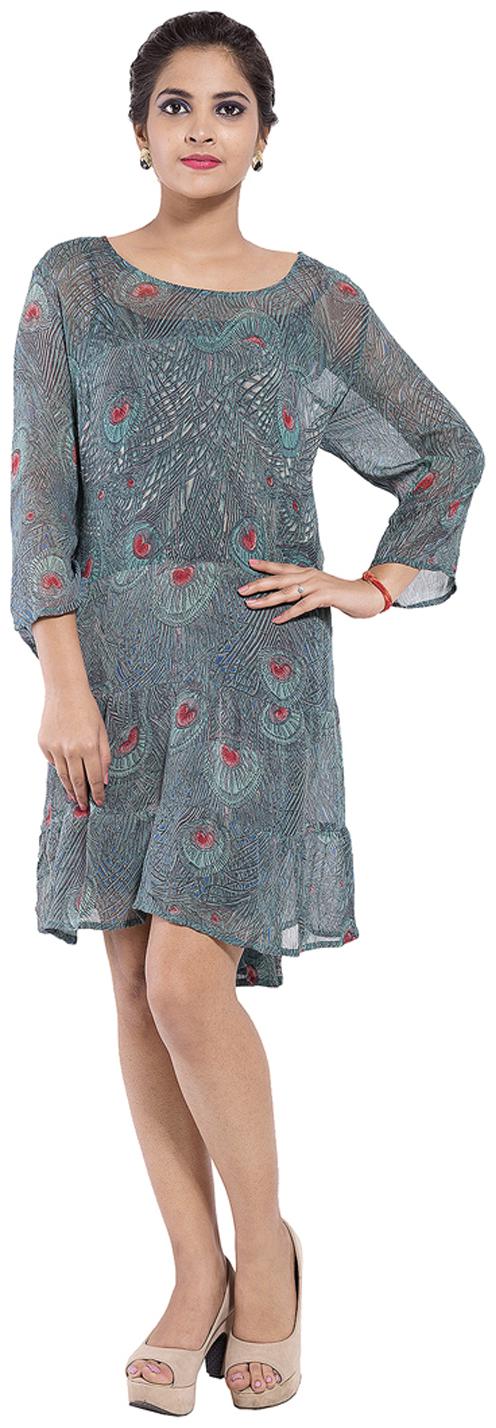 

GOODWILL Women s Casual Wear Green Georgette Dress
