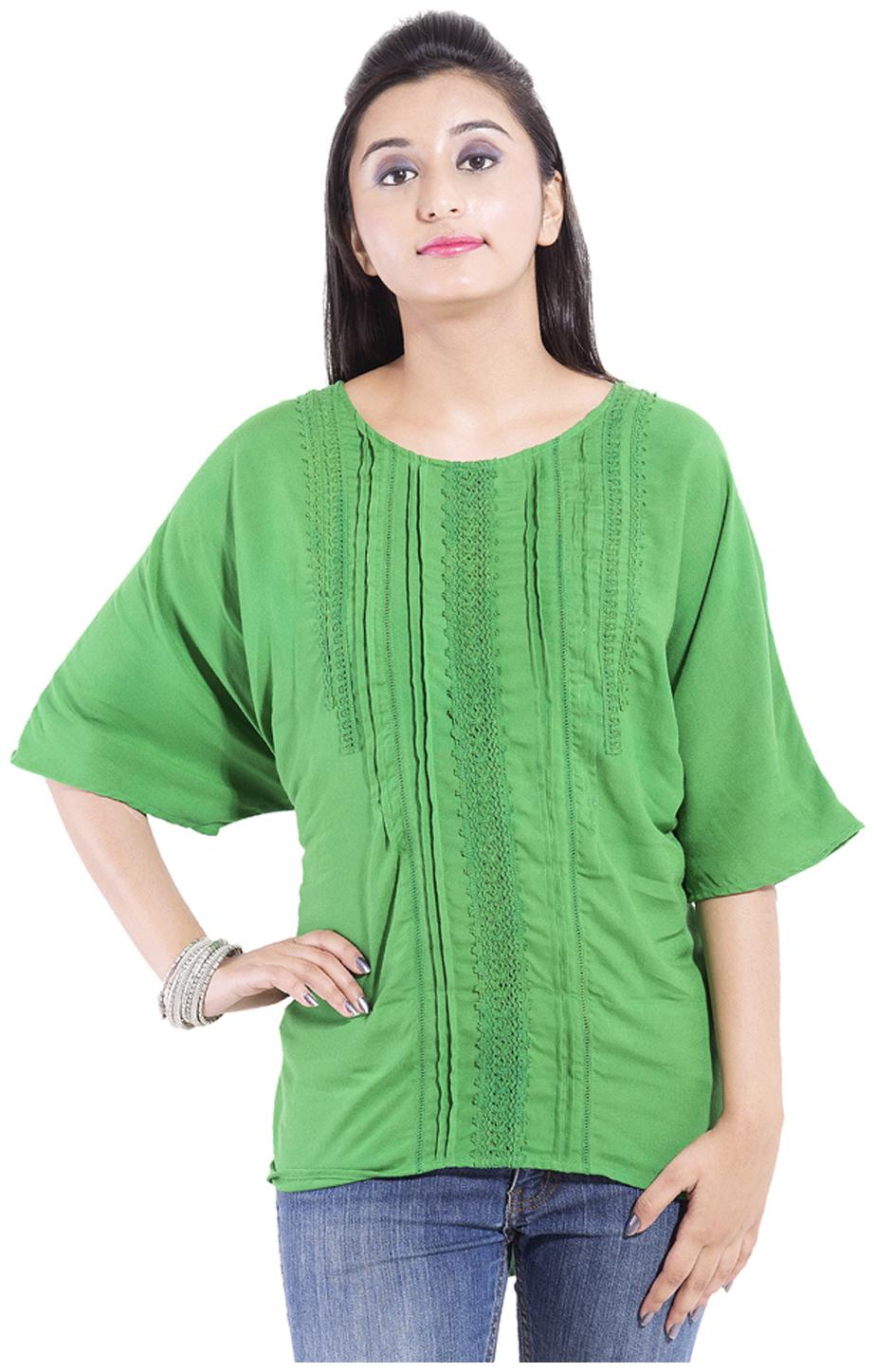 

GOODWILL Women s Casual Wear Green Viscose Top