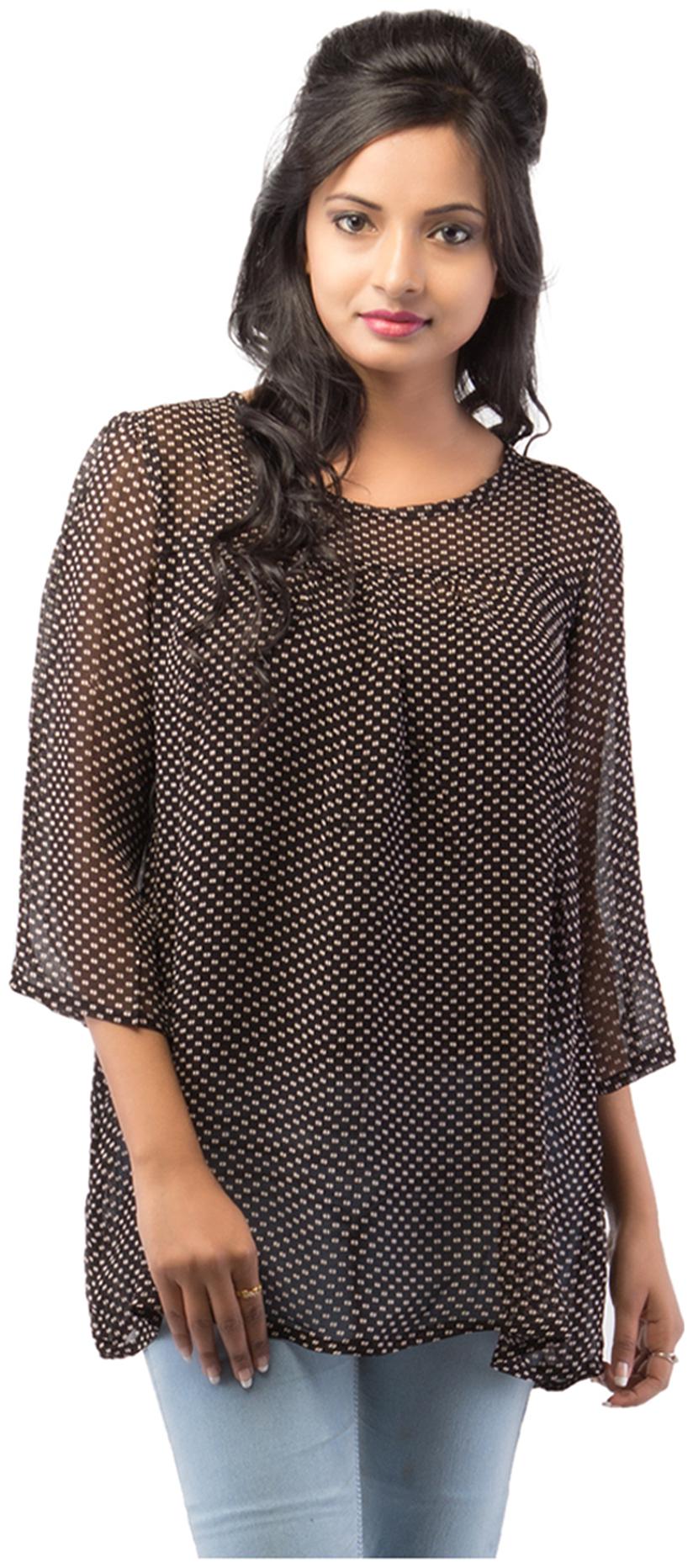 

GOODWILL Women s Casual Wear Black Georgette Top