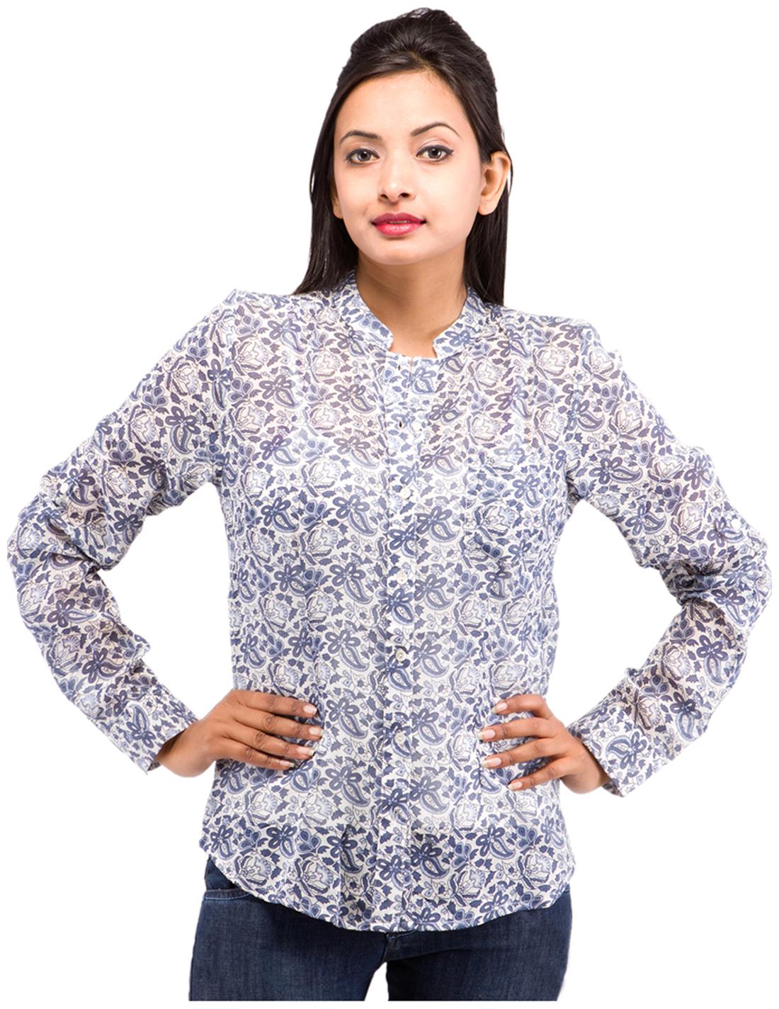 

GOODWILL Women s Casual Wear Blue Georgette Shirt
