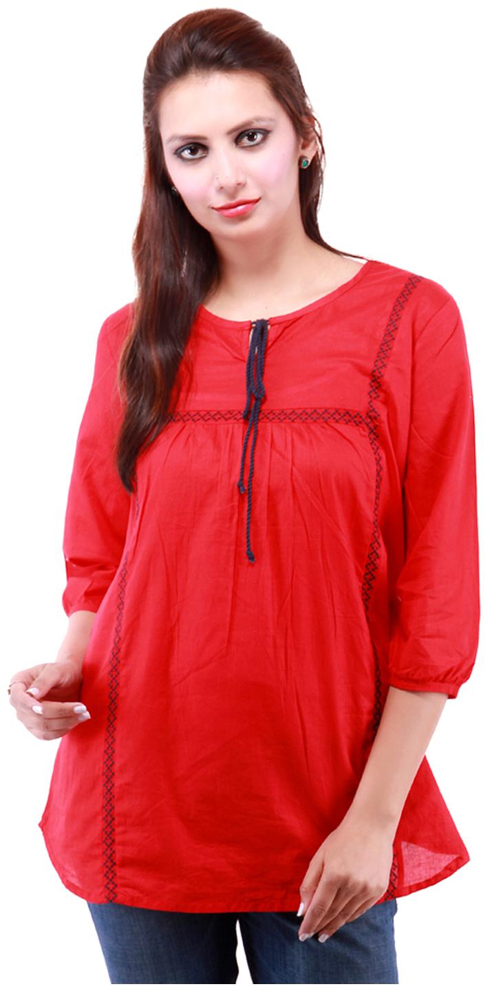 

Goodwill Impex Women Solid Regular top - Red