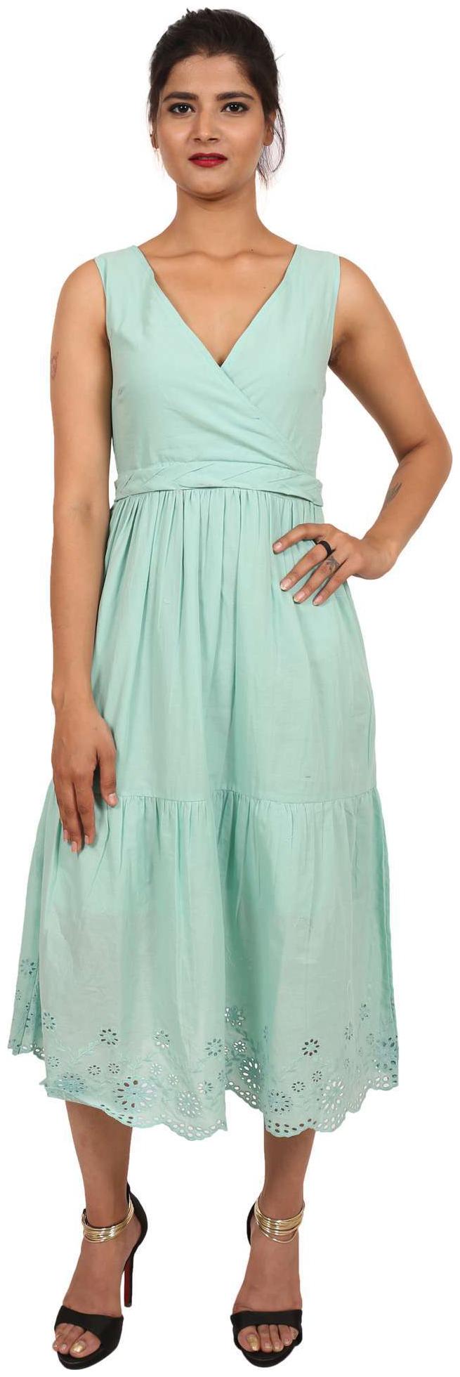 

Goodwill Green Solid A-line dress