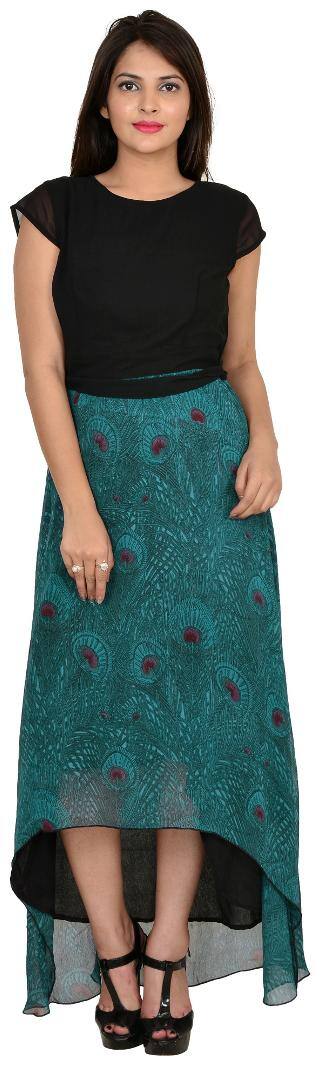 GOODWILL Women's Casual Peacock Print Maxi Dress